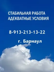 СТАБИЛЬНАЯ РАБОТА. АДЕКВАТНЫЕ УСЛОВИЯ. г. Барнаул